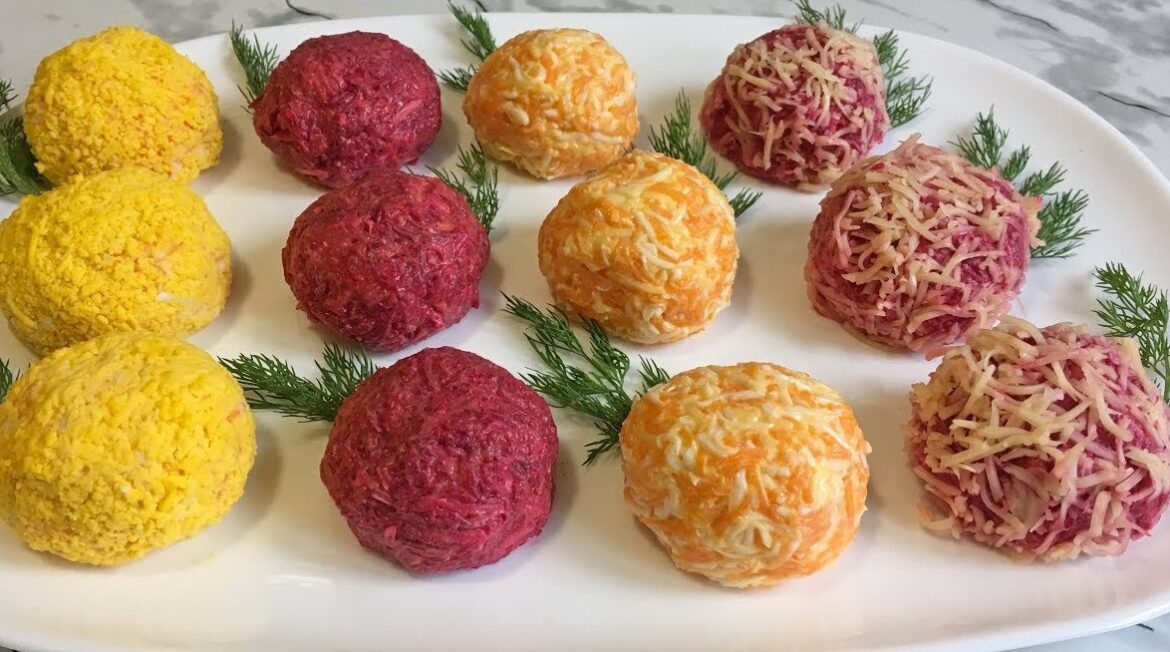 Закуска на святковий стіл — кольорові сирні кульки