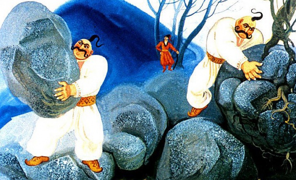 Два брати-богатирі – Вернигора і Вернидуб. Ілюстрації М.Єрмак до книжки “Козак Мамарига”