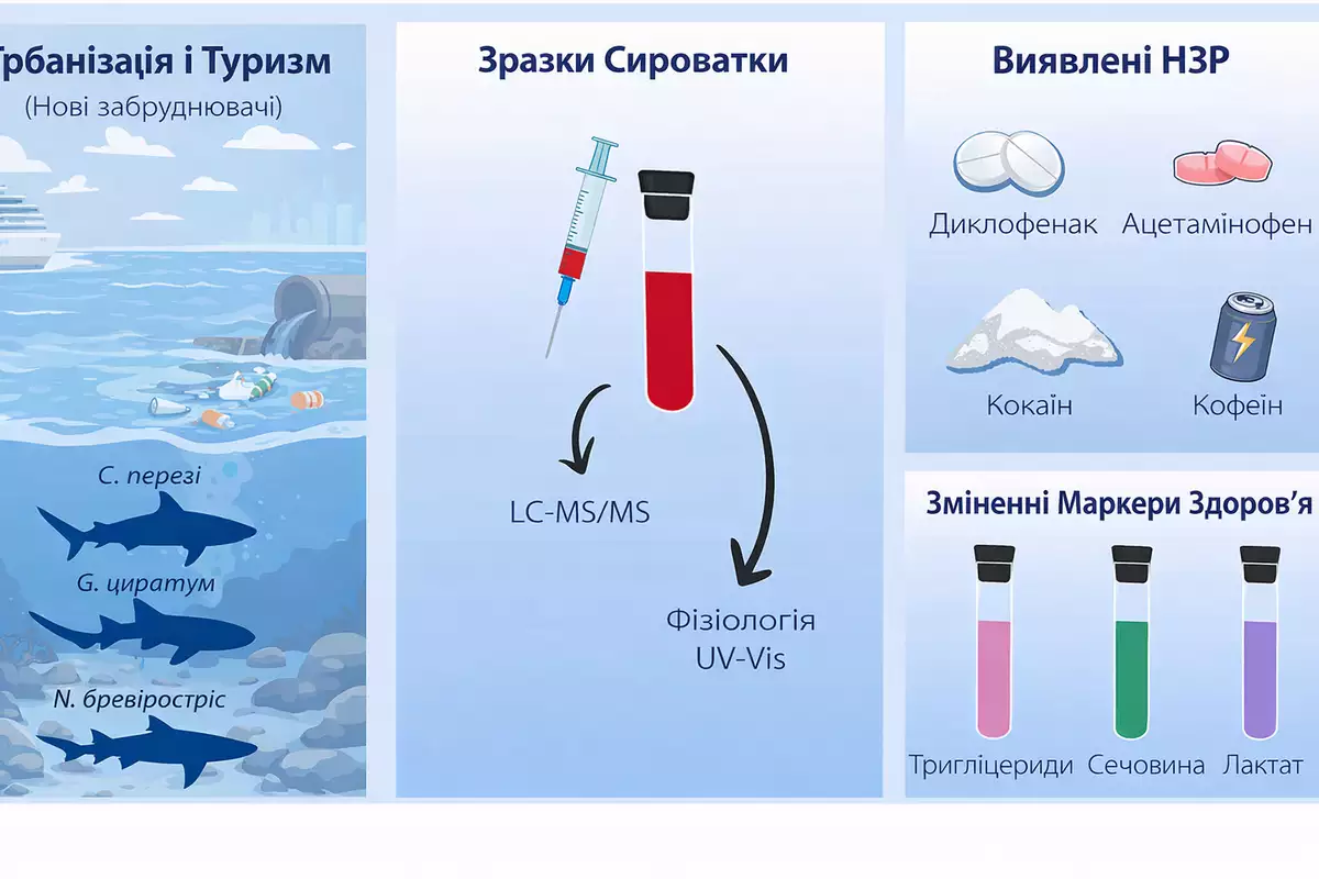 У крові багамських акул знайшли кокаїн, кофеїн і знеболювальні